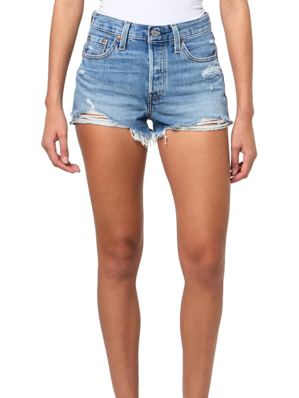 Levi's 501 Distressed Blue Denim Cutoff Shorts